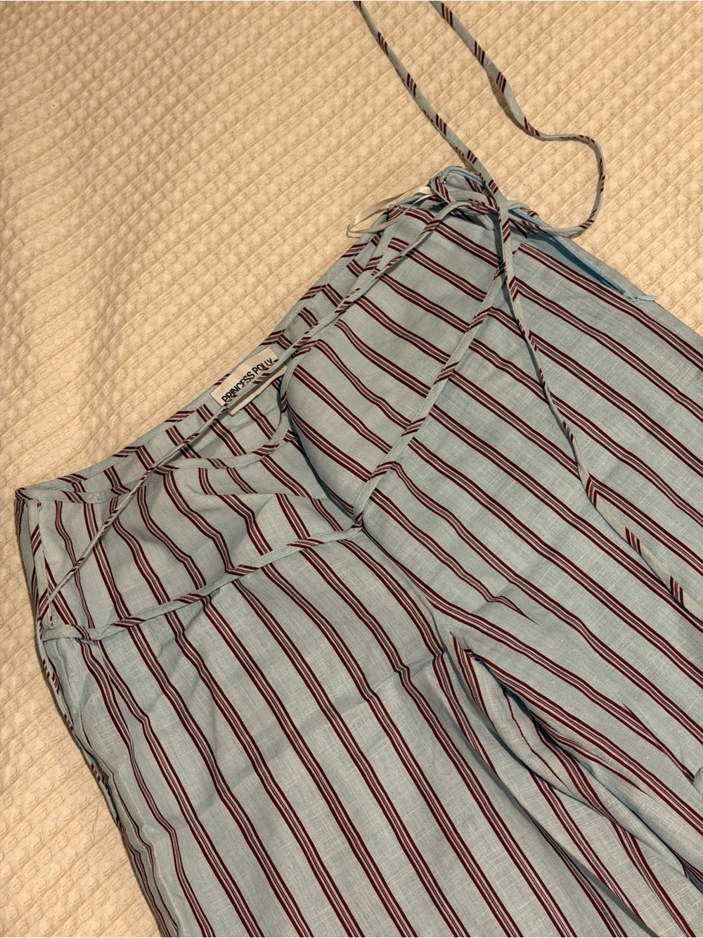 Princess Polly Light Blue Wide Leg Striped Pants